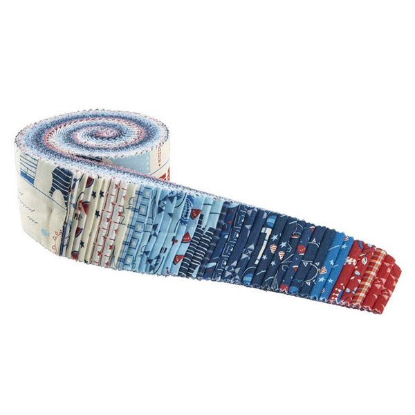 SALE Red White and Bang! 2.5 Inch Rolie Polie Jelly Roll 40 pieces - Riley Blake - Precut Pre cut Bundle - Patriotic - Cotton Fabric