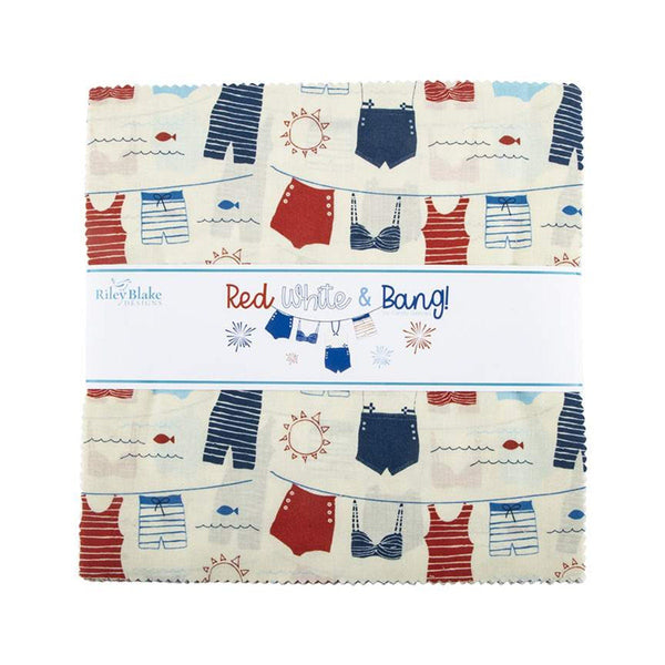 SALE Red White and Bang! Layer Cake 10" Stacker Bundle - Riley Blake Designs - 42 piece Precut Pre cut - Patriotic - Quilting Cotton Fabric