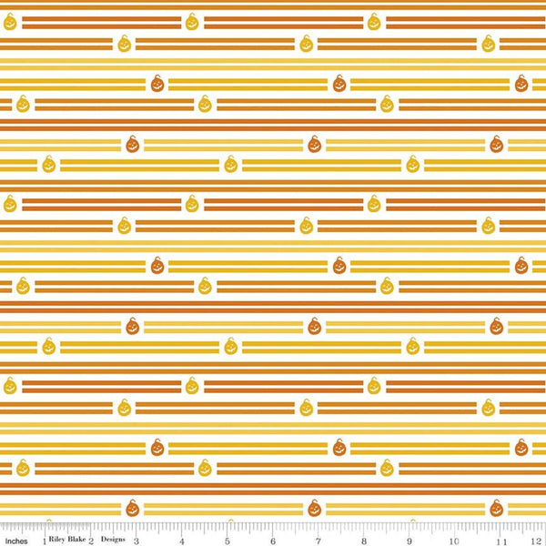 CLEARANCE Celebrate with Hershey Stripes C11984 White - Riley Blake Designs - Halloween Jack-o-Lanterns - Quilting Cotton Fabric