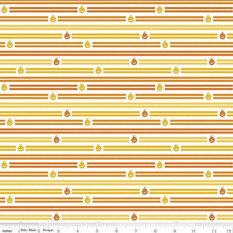 CLEARANCE Celebrate with Hershey Stripes C11984 White - Riley Blake Designs - Halloween Jack-o-Lanterns - Quilting Cotton Fabric