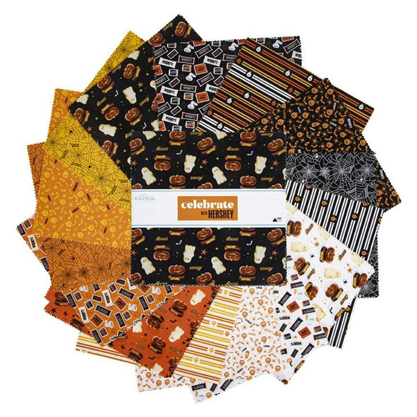 SALE Celebrate with Hershey Layer Cake 10" Stacker Bundle - Riley Blake - 42 piece Precut Pre cut - Halloween - Quilting Cotton Fabric