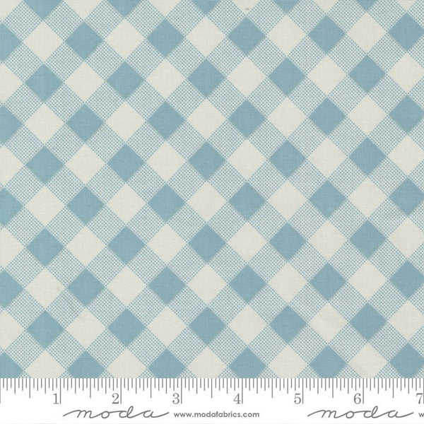 SALE Meander Picnic Check 24584 Cloud - Moda Fabrics - Diagonal Checks Checkered Grey Gray Blue - Quilting Cotton Fabric