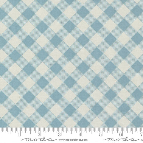 SALE Meander Picnic Check 24584 Cloud - Moda Fabrics - Diagonal Checks Checkered Grey Gray Blue - Quilting Cotton Fabric