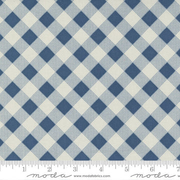 32" End of Bolt - Meander Picnic Check 24584 Indigo - Moda Fabrics - Diagonal Checks Checkered Grey Gray Blue - Quilting Cotton Fabric