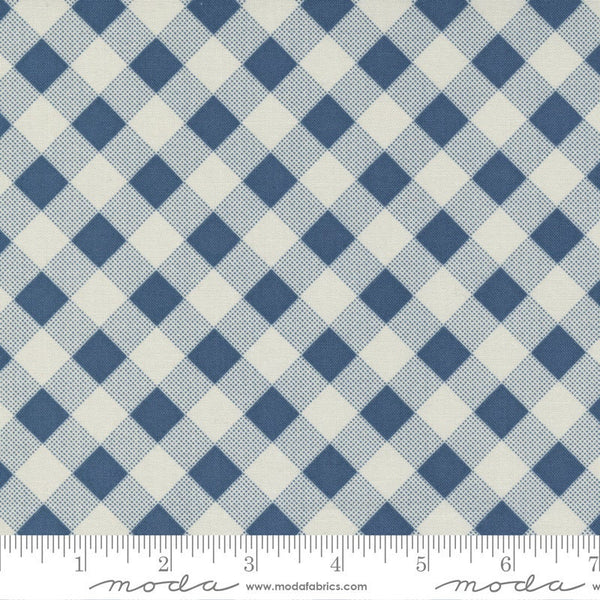 SALE Meander Picnic Check 24584 Indigo - Moda Fabrics - Diagonal Checks Checkered Grey Gray Blue - Quilting Cotton Fabric