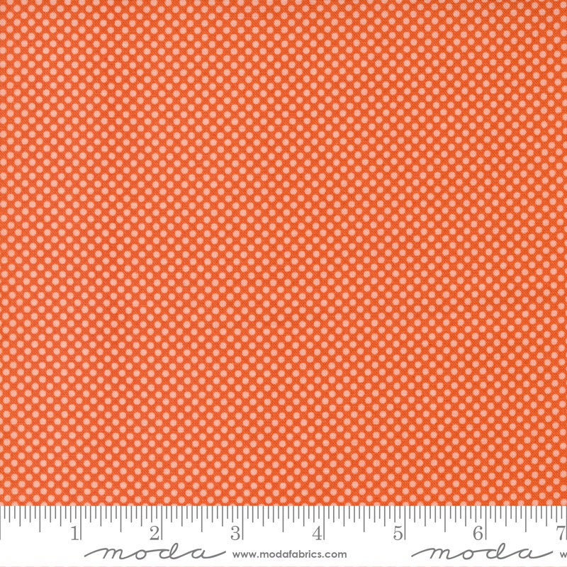 SALE Meander Dot 24585 Geranium - Moda Fabrics - Polka Dots Dotted Orange - Quilting Cotton Fabric