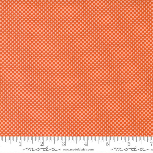 CLEARANCE Meander Dot 24585 Geranium - Moda Fabrics - Polka Dots Dotted Orange - Quilting Cotton Fabric