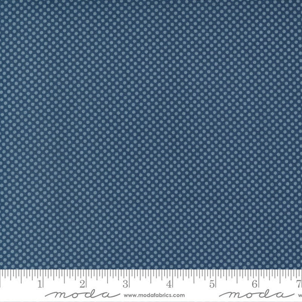 SALE Meander Dot 24585 Navy - Moda Fabrics - Polka Dots Dotted Blue - Quilting Cotton Fabric