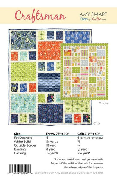 SALE The Craftsman Quilt PATTERN P123 by Amy Smart - Riley Blake Designs - INSTRUCTIONS Only - 2 Sizes - Large Print Fat Quarter Friendly