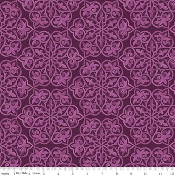 SALE Blissful Blooms Damask C11912 Eggplant - Riley Blake Designs - Tone-on-Tone Medallions - Quilting Cotton Fabric