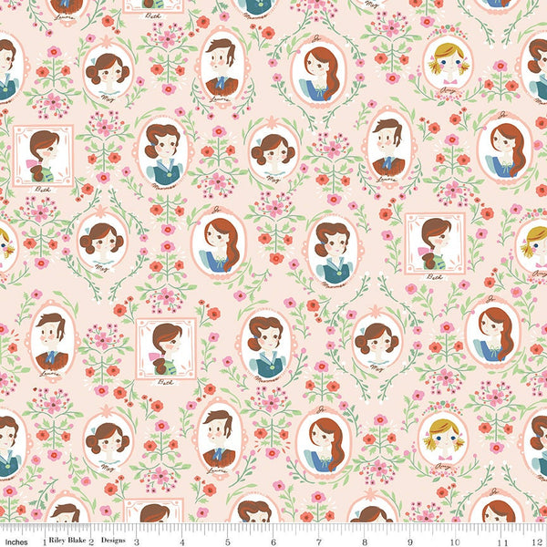 19" End of Bolt - Little Women Cameo C11871 Blush - Riley Blake Designs - Louisa May Alcott Floral Flowers - Quilting Cotton Fabric