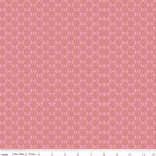 10" End of Bolt - DEAL Little Women Wallpaper C11876 Pink - Riley Blake - Louisa May Alcott Geometric Tone-on-Tone  - Quilting Cotton Fabric