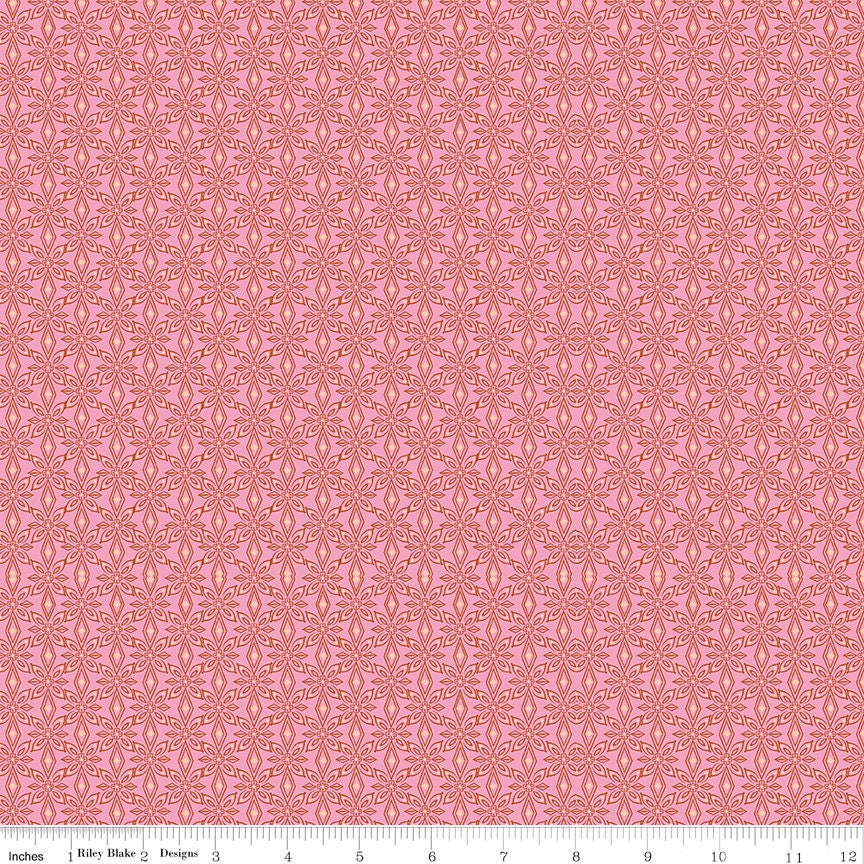 Little Women Wallpaper C11876 Pink - Riley Blake - Louisa May Alcott Geometric Tone-on-Tone Damask  - Quilting Cotton Fabric