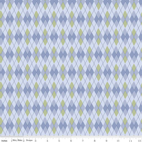 SALE On the Wind Argyle C11856 Sky - Riley Blake Designs - Diamonds Blue - Quilting Cotton Fabric