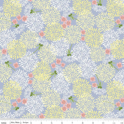 SALE On the Wind Dandelions C11858 Sky - Riley Blake Designs - Floral Dandelion Flowers Seed Heads Blue - Quilting Cotton Fabric