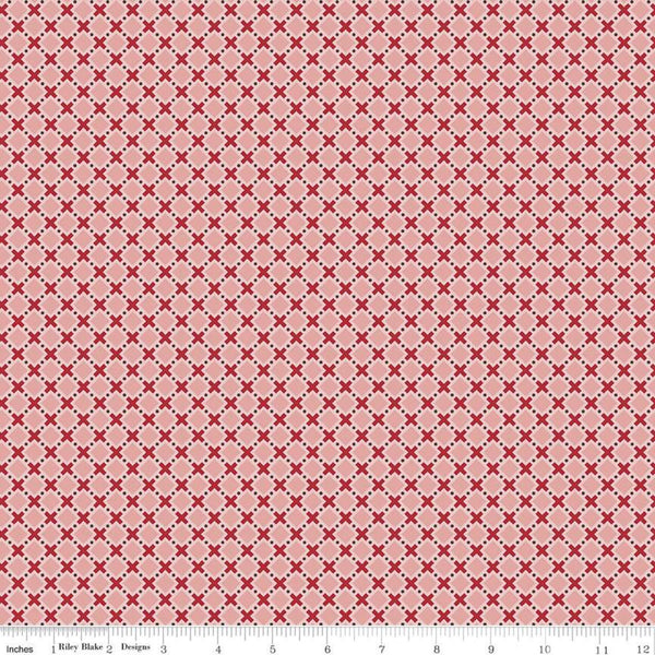 Bee Plaids Orchard C12023 Coral by Riley Blake Designs - Diagonal Plaid - Lori Holt - Quilting Cotton Fabric