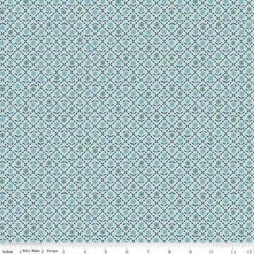 Bee Plaids Zinnia C12024 Cottage - Riley Blake Designs - Floral Flowers Dashed-Line Lattice - Lori Holt - Quilting Cotton Fabric