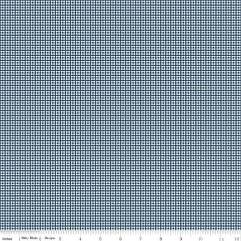 Bee Plaids Harvest C12025 Denim by Riley Blake Designs - Small PRINTED Gingham Check - Lori Holt - Quilting Cotton Fabric