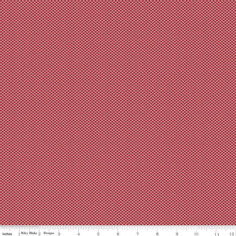 SALE Bee Plaids October C12026 Red by Riley Blake Designs - Tiny White Lattice Diagonal - Lori Holt - Quilting Cotton Fabric