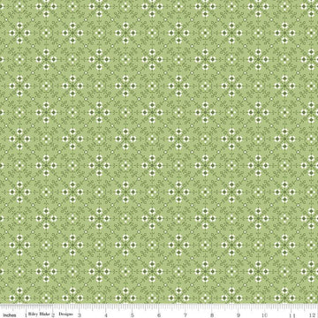 Bee Plaids Homemade Granny Apple Green Geometric Floral Fabric - C12029 - Lori Holt Riley Blake Quilting Cotton Fabric