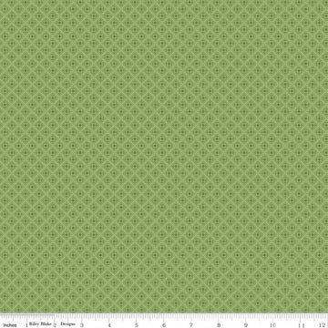 Bee Plaids Bushel C12030 Green - Riley Blake Designs - Geometric Tone-on-Tone Dashed-Line Lattice - Lori Holt - Quilting Cotton Fabric