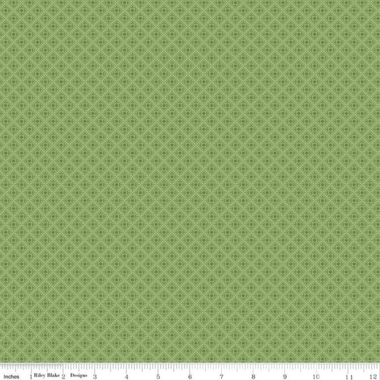 Bee Plaids Bushel C12030 Green - Riley Blake Designs - Geometric Tone-on-Tone Dashed-Line Lattice - Lori Holt - Quilting Cotton Fabric