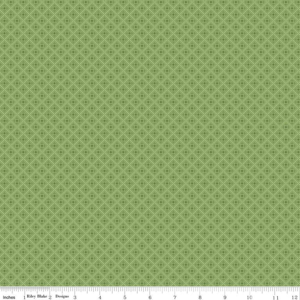 Bee Plaids Bushel C12030 Green by Riley Blake Designs - Geometric Tone-on-Tone Dashed-Line Lattice - Lori Holt - Quilting Cotton Fabric