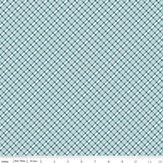 DEAL Bee Plaids Cobbler C12032 Songbird - Riley Blake Designs - Diagonal Plaid - Lori Holt - Quilting Cotton Fabric