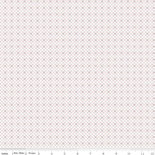 SALE Bee Plaids Crossroads C12037 Cayenne by Riley Blake Designs - Lines Dashes Dots on White - Lori Holt - Quilting Cotton Fabric