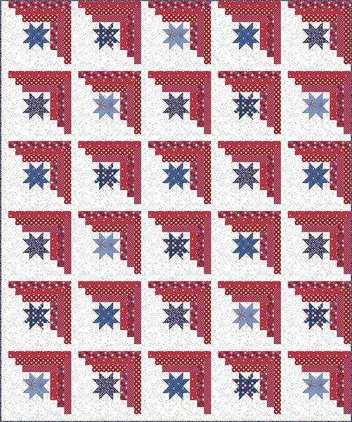 SALE Material Girls Quilts Star Spangled Quilt PATTERN P143 - Riley Blake Designs - INSTRUCTIONS Only - Log Cabin with Star - Two Sizes