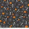 SALE Bad to the Bone Main GLOW in the DARK Black Halloween Fabric GC11920 -  Riley Blake Quilting Cotton Fabric