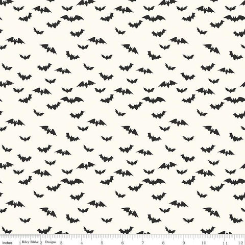 Fat Quarter End of Bolt Piece - SALE Bad to the Bone Bats C11923 Off White - Riley Blake Designs - Halloween - Quilting Cotton Fabric