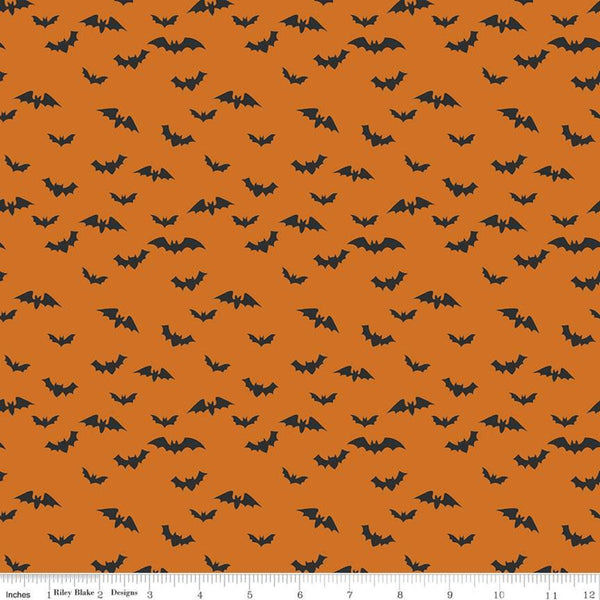 SALE Bad to the Bone Bats C11923 Orange - Riley Blake Designs - Halloween - Quilting Cotton Fabric