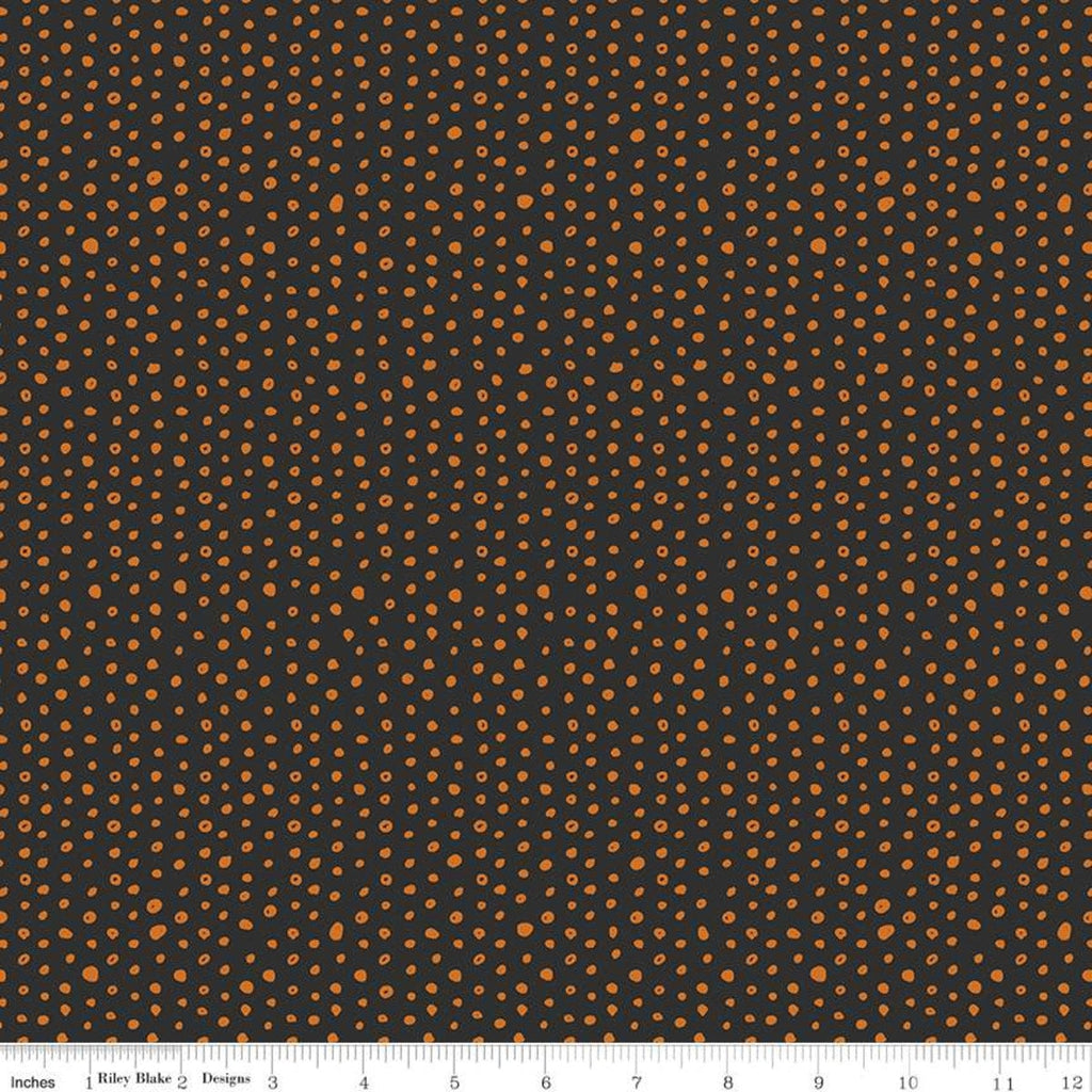 Bad to the Bone Dots C11926 Black - Riley Blake Designs - Halloween Asymmetrical Dots Dotted Dot - Quilting Cotton Fabric