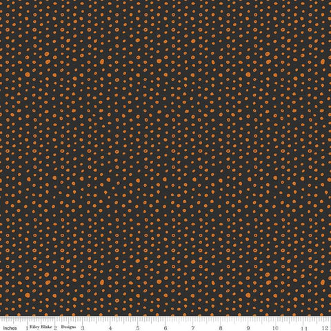 Bad to the Bone Dots C11926 Black - Riley Blake Designs - Halloween Asymmetrical Dots Dotted Dot - Quilting Cotton Fabric