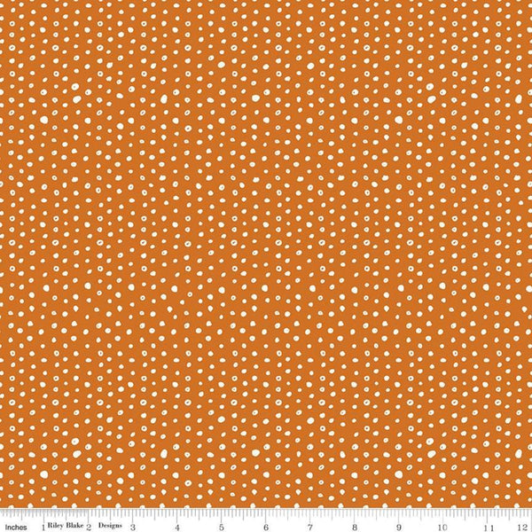 Bad to the Bone Dots C11926 Orange - Riley Blake Designs - Halloween Asymmetrical Dots Dotted Dot - Quilting Cotton Fabric