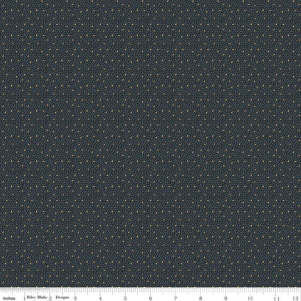 SALE Buttermilk Homestead Seeds C11652 Midnight - Riley Blake Designs - Tiny Leaves Leaf - Quilting Cotton Fabric