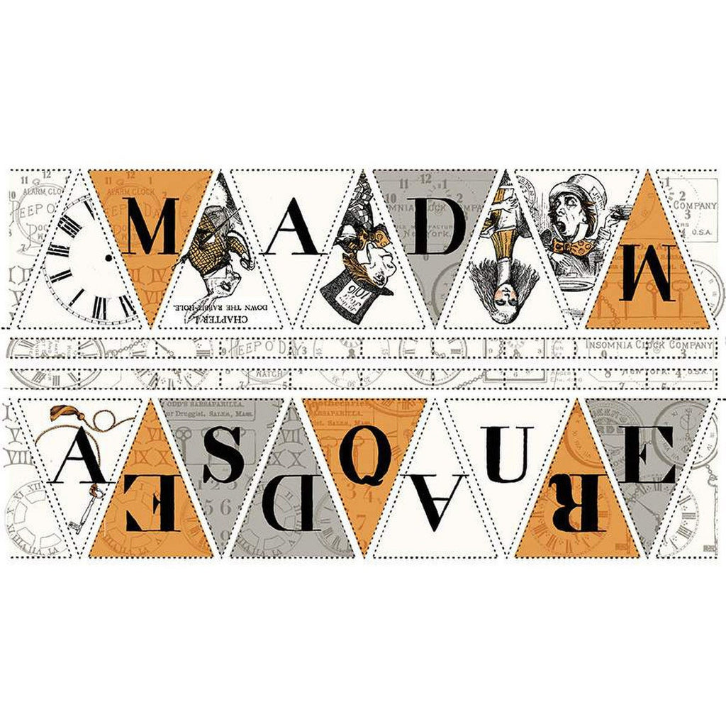 CLEARANCE Mad Masquerade Bunting Panel PD11954 - Riley Blake - Alice in Wonderland Halloween DIGITALLY PRINTED - Quilting Cotton Fabric