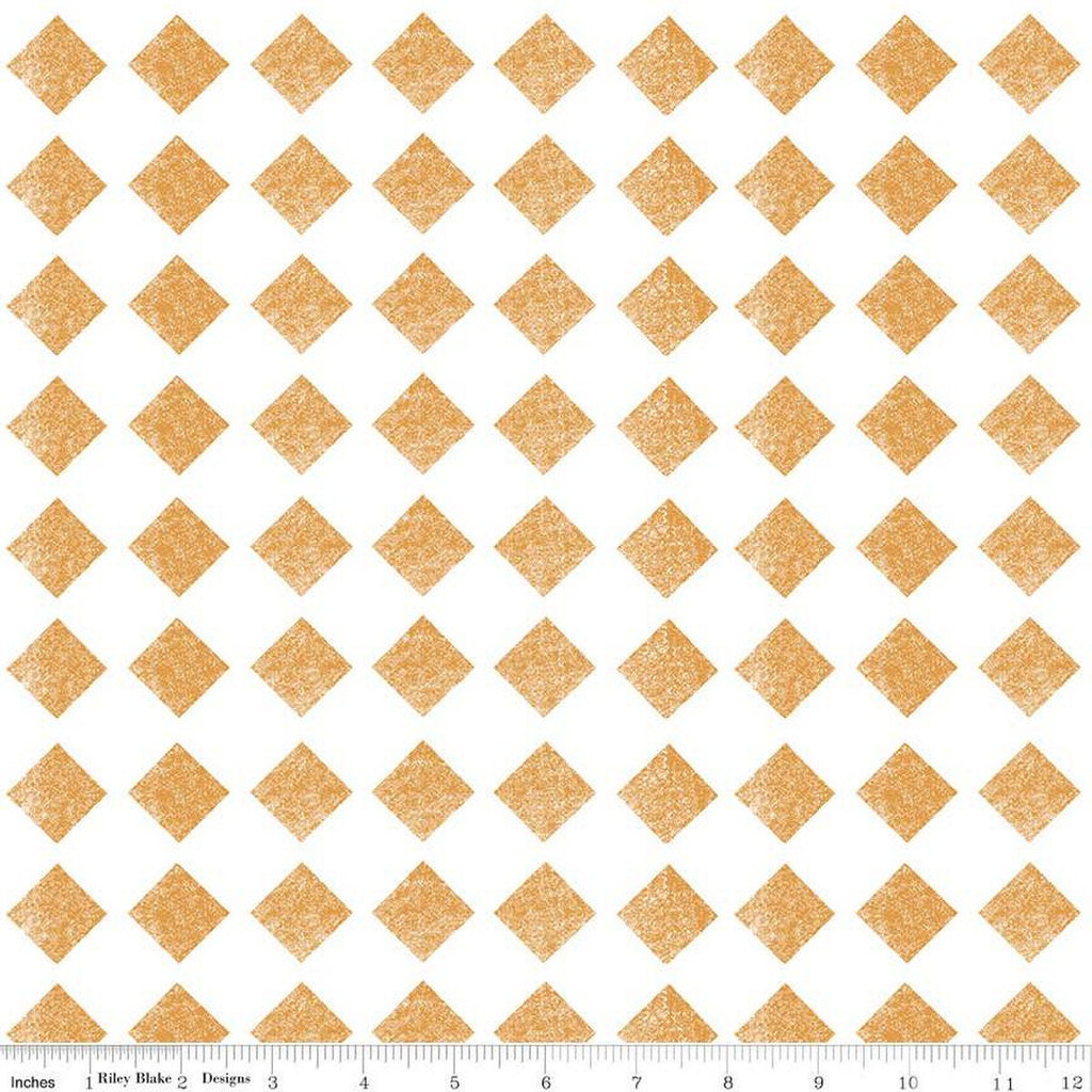 CLEARANCE Mad Masquerade Check Mate C11959 Orange - Riley Blake - Halloween Alice in Wonderland Checks On Point White - Quilting Cotton