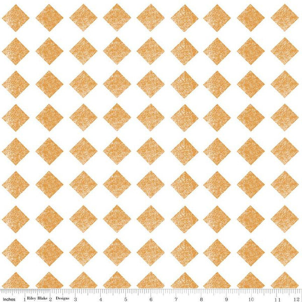 CLEARANCE Mad Masquerade Check Mate C11959 Orange - Riley Blake - Halloween Alice in Wonderland Checks On Point White - Quilting Cotton