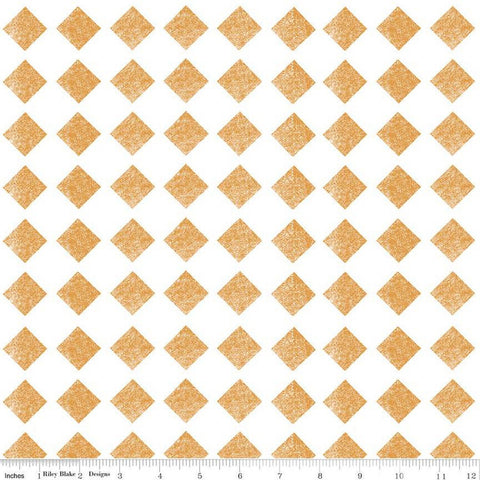 CLEARANCE Mad Masquerade Check Mate C11959 Orange - Riley Blake - Halloween Alice in Wonderland Checks On Point White - Quilting Cotton