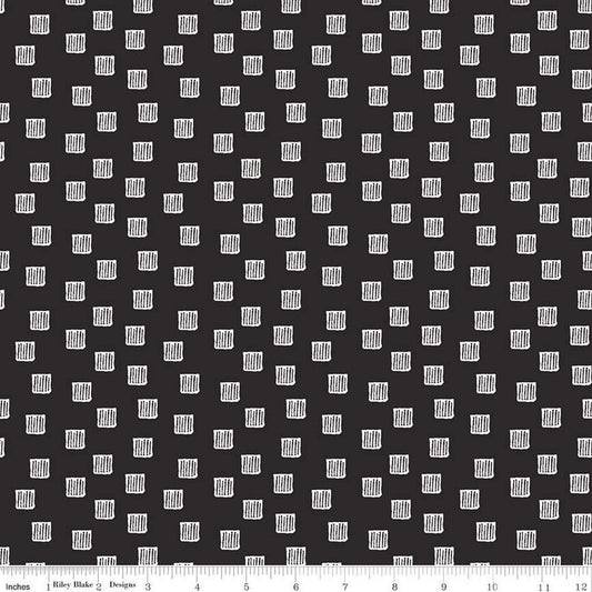 Mad Masquerade Checkered Past C11962 Black - Riley Blake Designs - Halloween Alice in Wonderland White Squares - Quilting Cotton Fabric