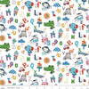 Let's Play Alphabet C11882 White - Riley Blake Designs - Fisher-Price Animals Toys Letters - Quilting Cotton Fabric - Licensed Product