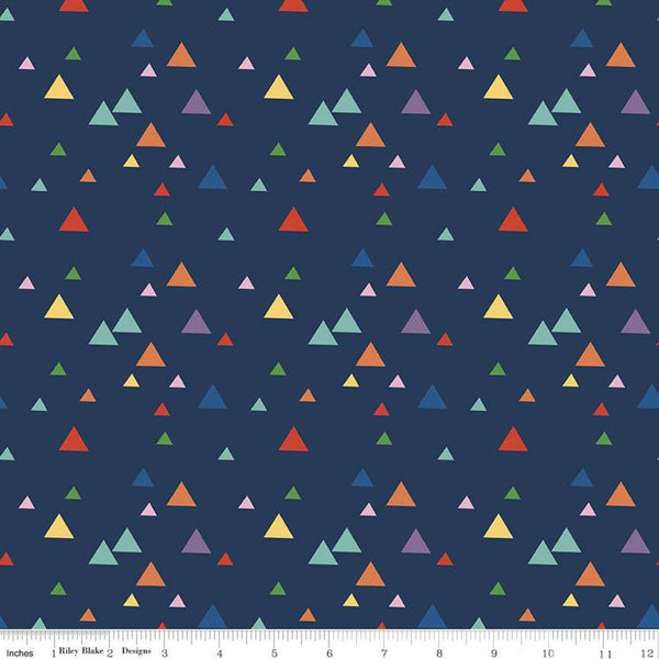 29" End of Bolt - Let's Play Triangles C11884 Navy - Riley Blake Designs - Fisher-Price - Quilting Cotton Fabric - Licensed Product