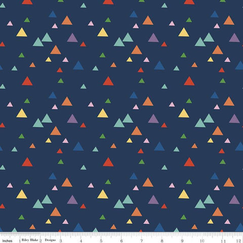 29" End of Bolt - Let's Play Triangles C11884 Navy - Riley Blake Designs - Fisher-Price Children's Blue - Quilting Cotton Fabric