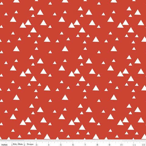 Let's Play Triangles C11884 Red - Riley Blake Designs - Fisher-Price Children's White Triangles on Red - Quilting Cotton Fabric
