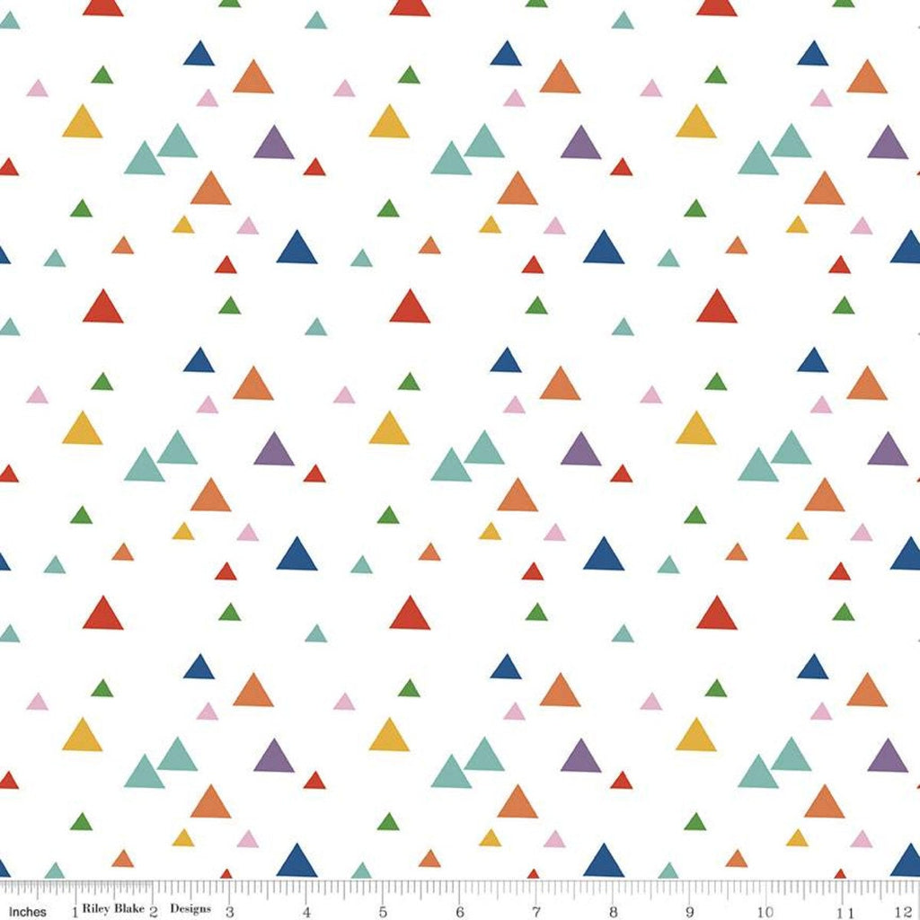 Let's Play Triangles C11884 White - Riley Blake Designs - Fisher-Price Children's - Quilting Cotton Fabric