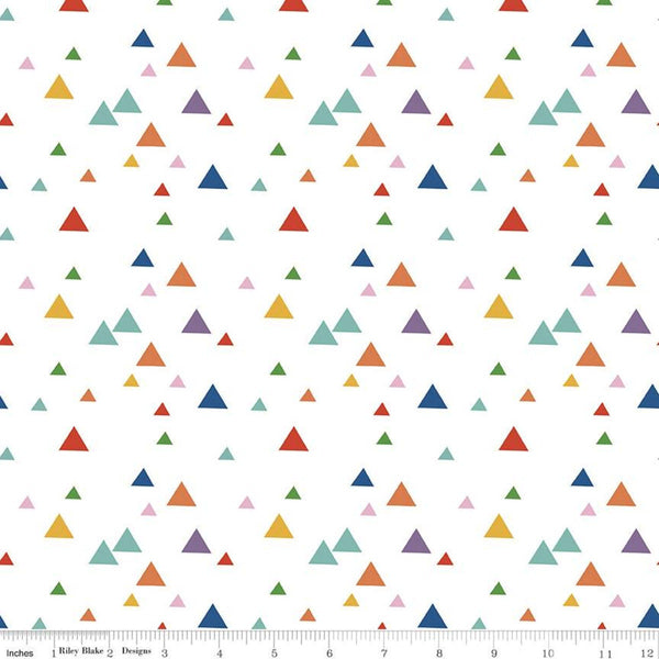 SALE Let's Play Triangles C11884 White - Riley Blake Designs - Fisher-Price Children's - Quilting Cotton Fabric