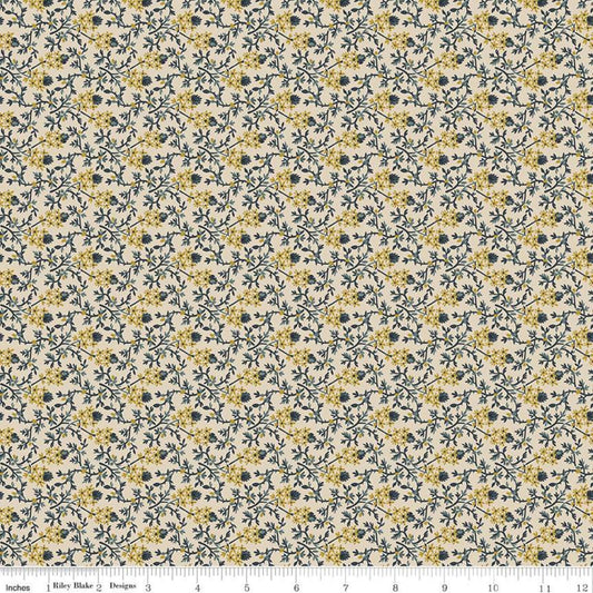 CLEARANCE Buttermilk Homestead Vines C11657 Goldenrod - Riley Blake Designs - Floral Flowers Leaves - Quilting Cotton Fabric