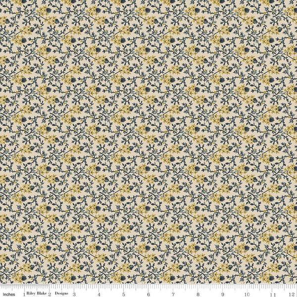 SALE Buttermilk Homestead Vines C11657 Goldenrod - Riley Blake Designs - Floral Flowers Leaves - Quilting Cotton Fabric